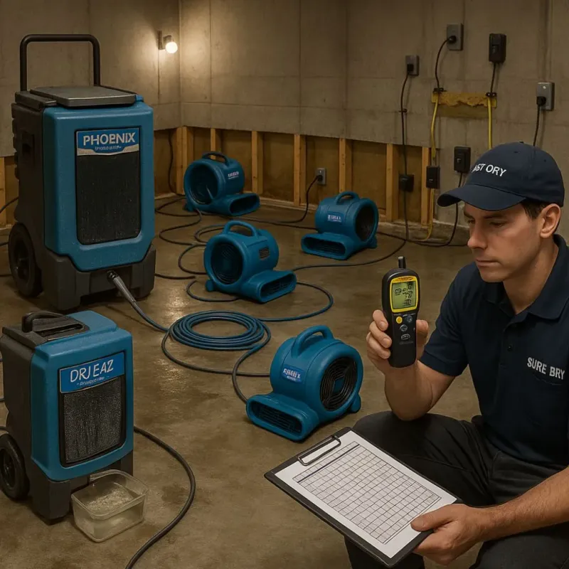 Structural Drying and Dehumidification process in Grant County, AR